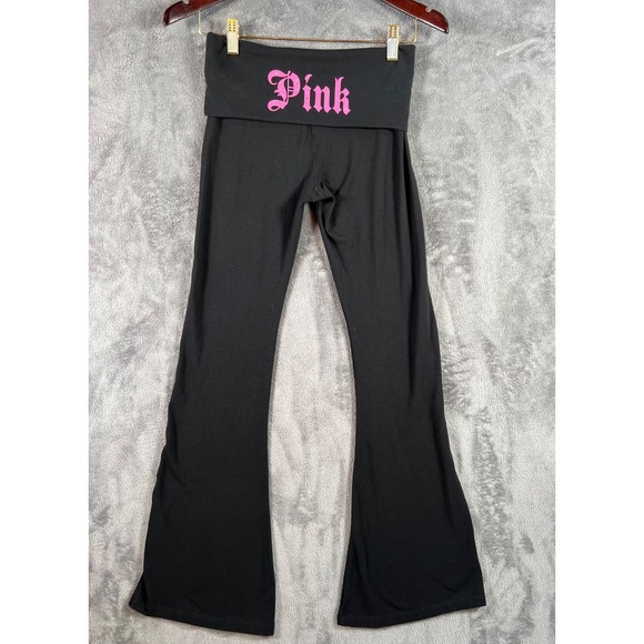 PINK Victoria's Secret Pants - Y2K Victorias Secret PINK  Vintage Foldover Yoga Pants Flare Size XS Bling